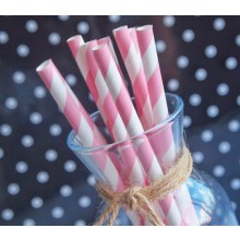 Açık Pembe Çizgili Karton Pipet 12'li Açık Pembe Çizgili Karton Pipet 12'li